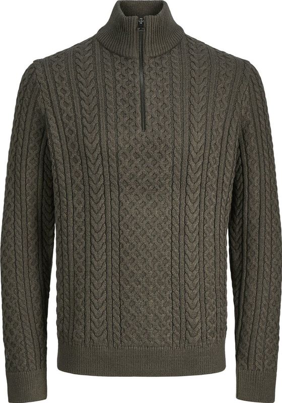 Jack & Jones - Jprblusean Knit Cable Half Zip - Trui - Black Olive