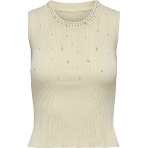 Only - Onlmeg SL Pearl O-Neck - Dames Singlet - Ecru