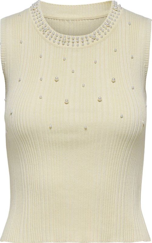 Only - Onlmeg Singlet - Ecru - 90% Viscose 10% Elastaan