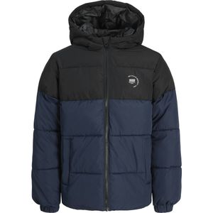 Jack & Jones - Maze Logo Hood Puffer Jas - Donkerblauw - Junior