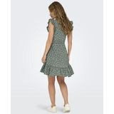 Jurk - Zwart - V-Hals - Korte Mouwen - Ruches - Regular Fit