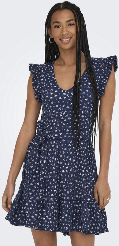 Onlhillary - Midi-jurk - V-Hals - Korte Mouwen - Regular Fit