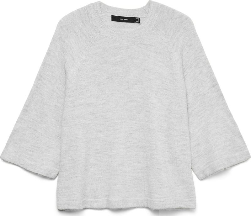 Vero Moda - VMLEFILE - Gebreide Trui - Lichtgrijs Melange - 3/4 Mouwen