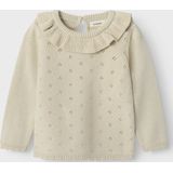 Gebreide Trui - Regular Fit - Lange Mouwen - Ronde Hals - Met Ruches en Golvend Detail