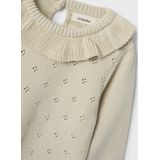 Gebreide Trui - Regular Fit - Lange Mouwen - Ronde Hals - Met Ruches en Golvend Detail