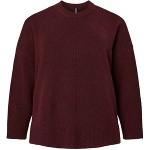 PIECES - Curve - Wollen Pullover - Donkerrood - Gebreid