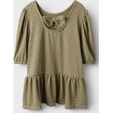 T-shirt - Regular Fit - Jacquard - Korte Mouwen - Peplum Detail