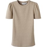 T-shirt - Slim Fit - Ribgebreid - Korte Mouwen - Verticaal Gestreept