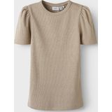 T-shirt - Slim Fit - Ribgebreid - Korte Mouwen - Verticaal Gestreept