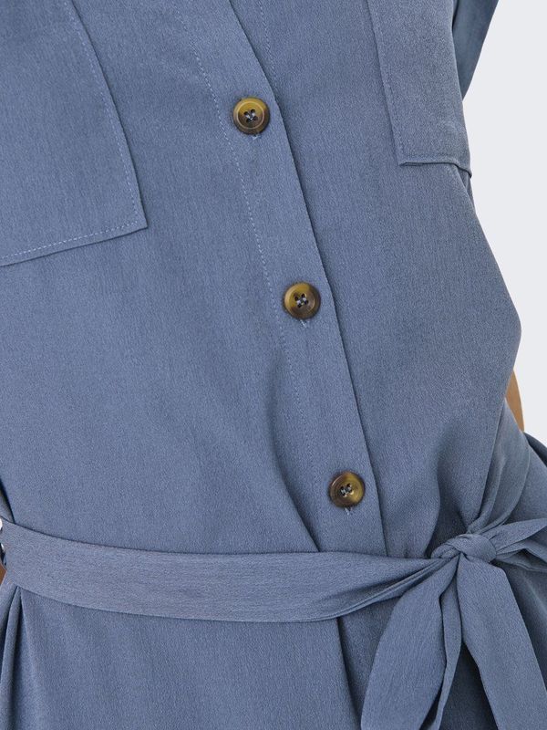 Blousejurk - Midi - Overhemdkraag - Korte Mouwen - Regular Fit