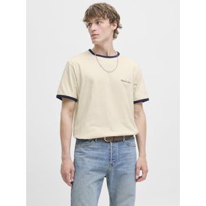 JACK & JONES - Shirt - Navy - Color-Blocking - Ronde Hals - Kwartmouw