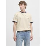 JACK & JONES - Shirt - Navy - Lichtbruin - Wolwit