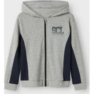 NAME IT - Sweatvest - Navy / Grijs Gemêleerd - Capuchon - Normale Pasvorm