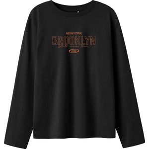 Name It - NKMLAYTON LS NREG TOP BOX - T-shirt - Zwart - Lange Mouwen - Ronde Hals