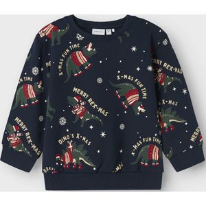 NAME IT - NMMROKA - Sweatshirt - Ecru - Navy - Donkergroen - Rood