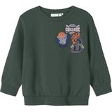 NAME IT - NMMLELAND - Sweatshirt - Navy - Donkergroen - Oranje - Wit