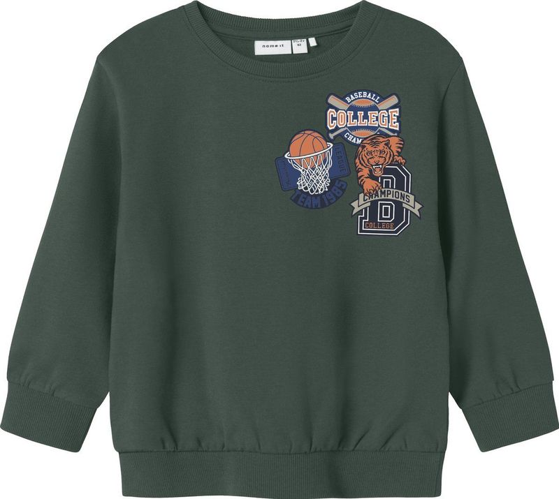 NAME IT - NMMLELAND - Sweatshirt - Navy - Donkergroen - Oranje - Wit