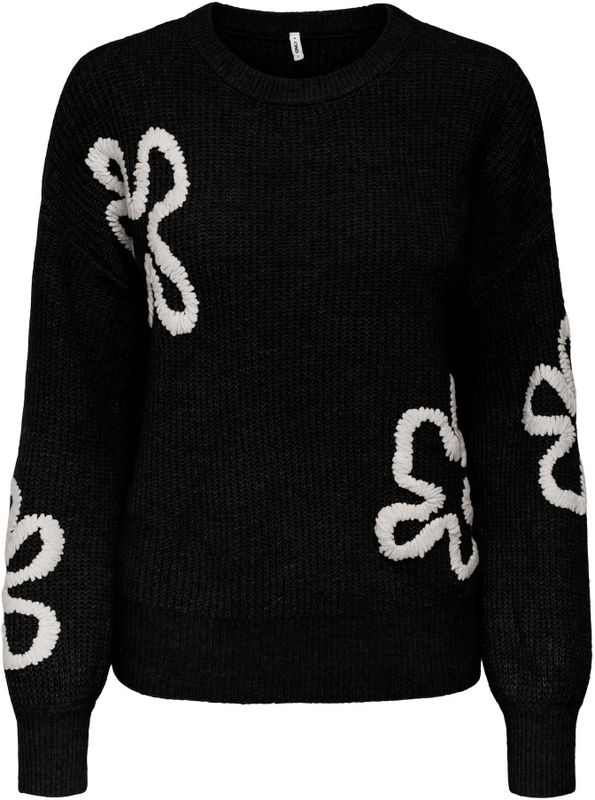 ONLY - ONLDaisy - Gebreide Trui - Zwart/Wit - Lange Mouw