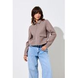 Only - Onlvela Zip Short Jacket - Taupe Gray - Dames Tussenjas