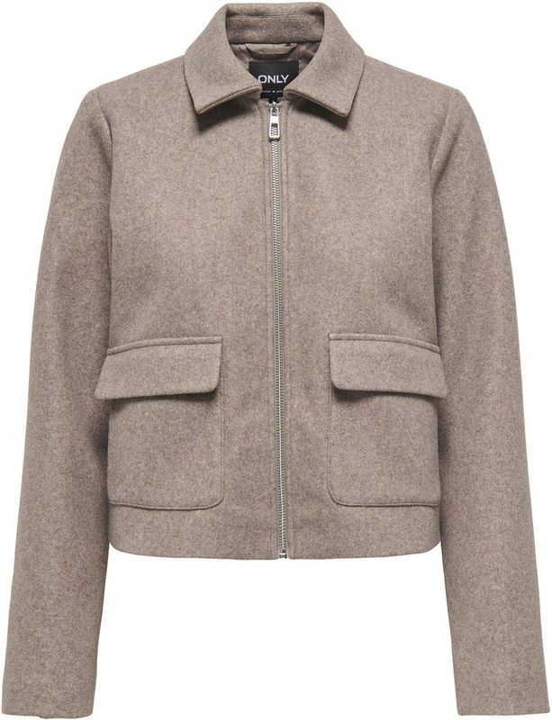 Only - Onlvela Zip Short Jacket - Taupe Gray - Dames Tussenjas