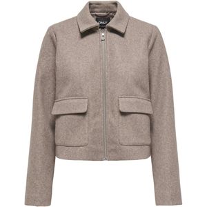 Only - Onlvela Zip Short Jacket - Taupe Gray - Dames Tussenjas