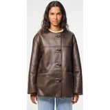 Pieces - Pcjulie Reversible Teddy Coated Jac - Damesjas - Birch/Dark Brown