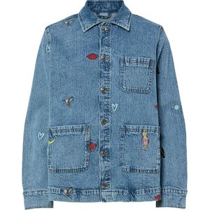 Pcjidi - Spijkerjas - Denim - Ronde Hals - Knoopsluiting - Borstzak en Voorzakken