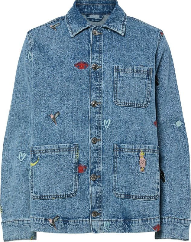 Pcjidi - Spijkerjas - Denim - Ronde Hals - Knoopsluiting - Borstzak en Voorzakken