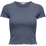 ONLY Onlemma S/S Noos Jrs Top met ronde hals, voor dagelijks gebruik met ruches, vintage indigo, S, dames, Vintage Indigo, S