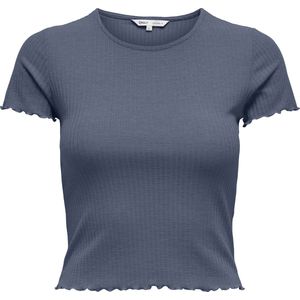 ONLY Onlemma S/S Noos Jrs Top met ronde hals, voor dagelijks gebruik met ruches, vintage indigo, S, dames, Vintage Indigo, S