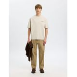 SELECTED - SLHNORMAN - T-shirt - Greige/Zwart - Wijde Pasvorm