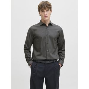 Jack & Jones - Gemêleerd Donkergrijs Overhemd - Katoen - Regular Fit