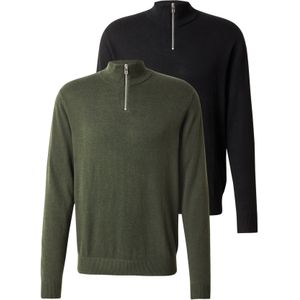 Jack & Jones - JJEEMIL - Trui - Olijfgroen / Zwart - 2 Pack