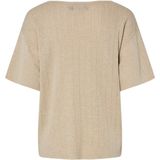 Pieces - Pcsalima Ss O-neck Knit Top - T-shirt - Sandshell/gold Lurex