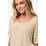 Pieces - Pcsalima Ss O-neck Knit Top - T-shirt - Sandshell/gold Lurex