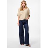 Pieces - Pcsalima Ss O-neck Knit Top - T-shirt - Sandshell/gold Lurex