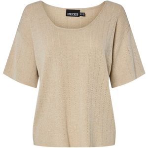 PIECES Pcsalima Ss O-Neck Knit Top Fc, zwart (total black), XL