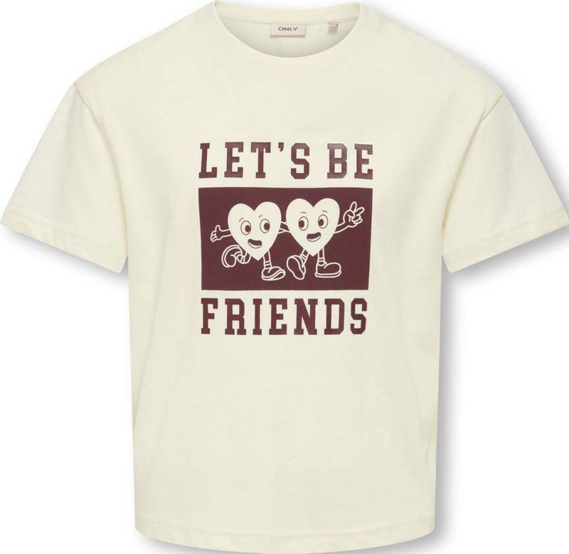 KIDS ONLY - T-shirt - Ecru - Korte Mouwen - Ronde Hals - 100% Katoen