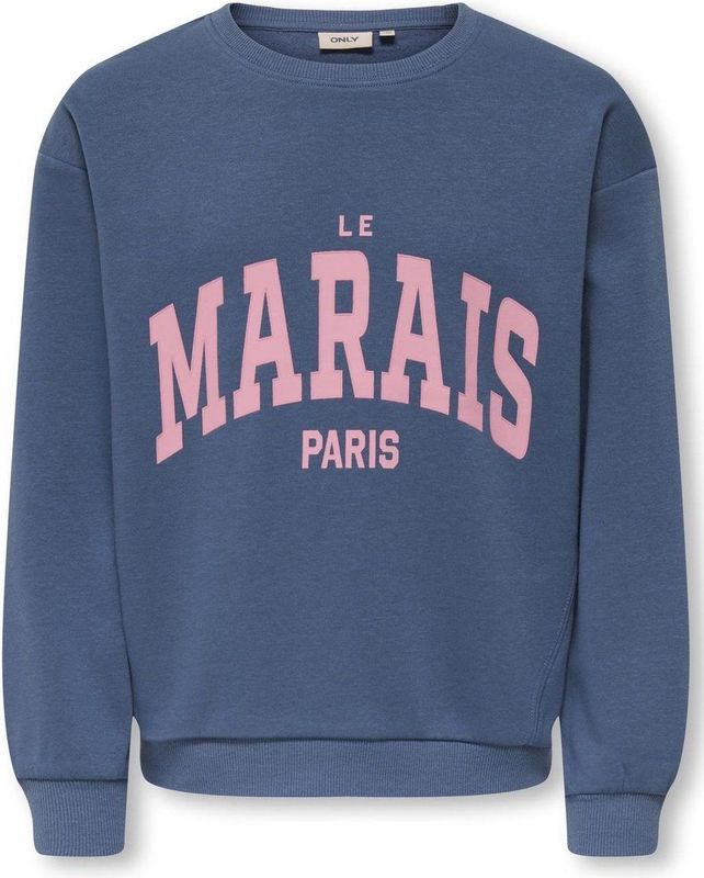 ONLY - KOGMARISA O-NECK LOOSE PRINTED SWT - Sweatshirt - Vintage Indigo