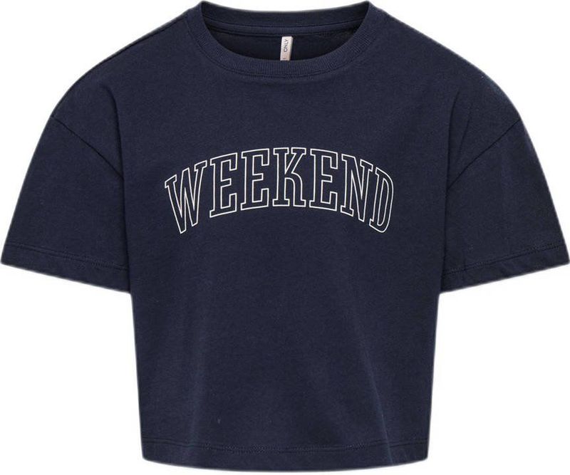 KIDS ONLY GIRL - T-shirt - Donkerblauw - Korte Mouwen - Ronde Hals