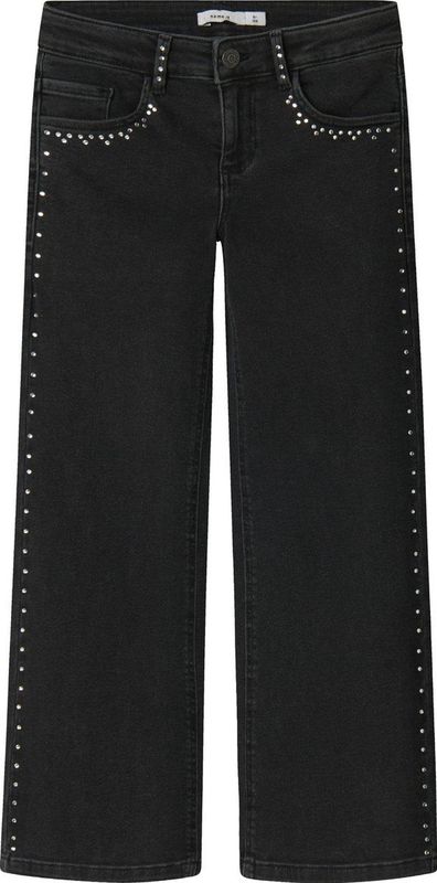 Jeans - Wide-leg - Denim - Met Strass-steentjes - Verstelbare Taille