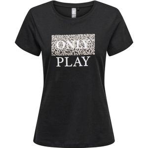 ONLY PLAY - Anya - T-shirt - Zwart - Katoen - Luipaardprint