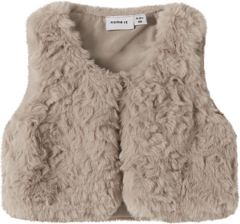 Name It - Nano Fake Fur Knit Gilet - Island Fossil