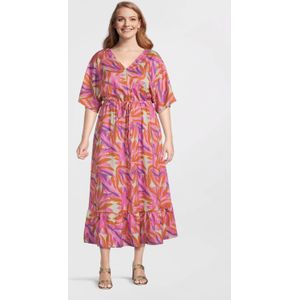 ONLY - CARMAKOMA - A-lijn Jurk - Roze - Korte Mouwen - Midi Lengte