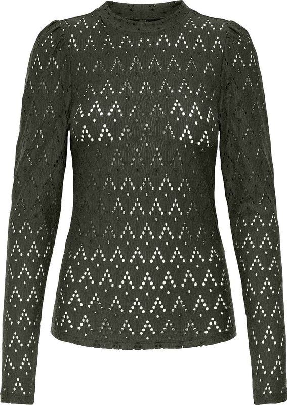 ONLY - ONLCATTLEYA - Longsleeve - Donkergroen - Gerecycled Materiaal