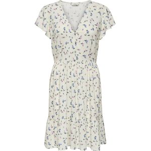 Jurk - Geweven - V-Hals - Korte Mouwen - Elastische Taille - Standard Fit