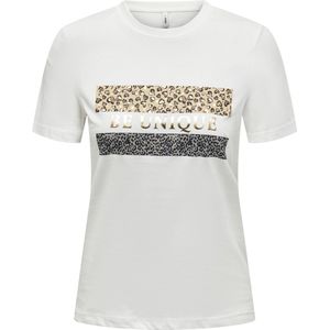 Only - Onltanya Life Reg Leo Print - T-shirt - Cloud Dancer - Dames