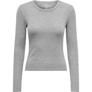 Only - ONLEASY L/S O-NECK TOP BOX JRS - Shirt met Lange Mouwen - Lichtgrijs Melange