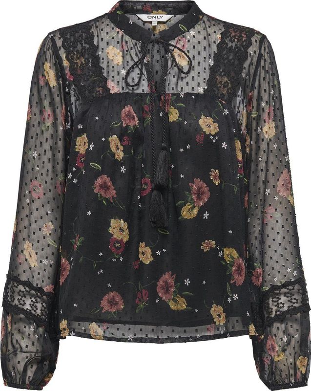 Only - TESSA - Blouse - Regular Fit - Mandarijnkraag - All-over Motief