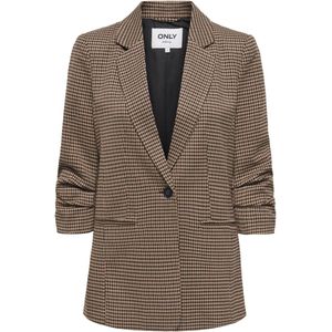 Only - Onllettie Life 3/4 Check Blazer - Decadent Chocolate/Nomad Toasted Coconut - Dames